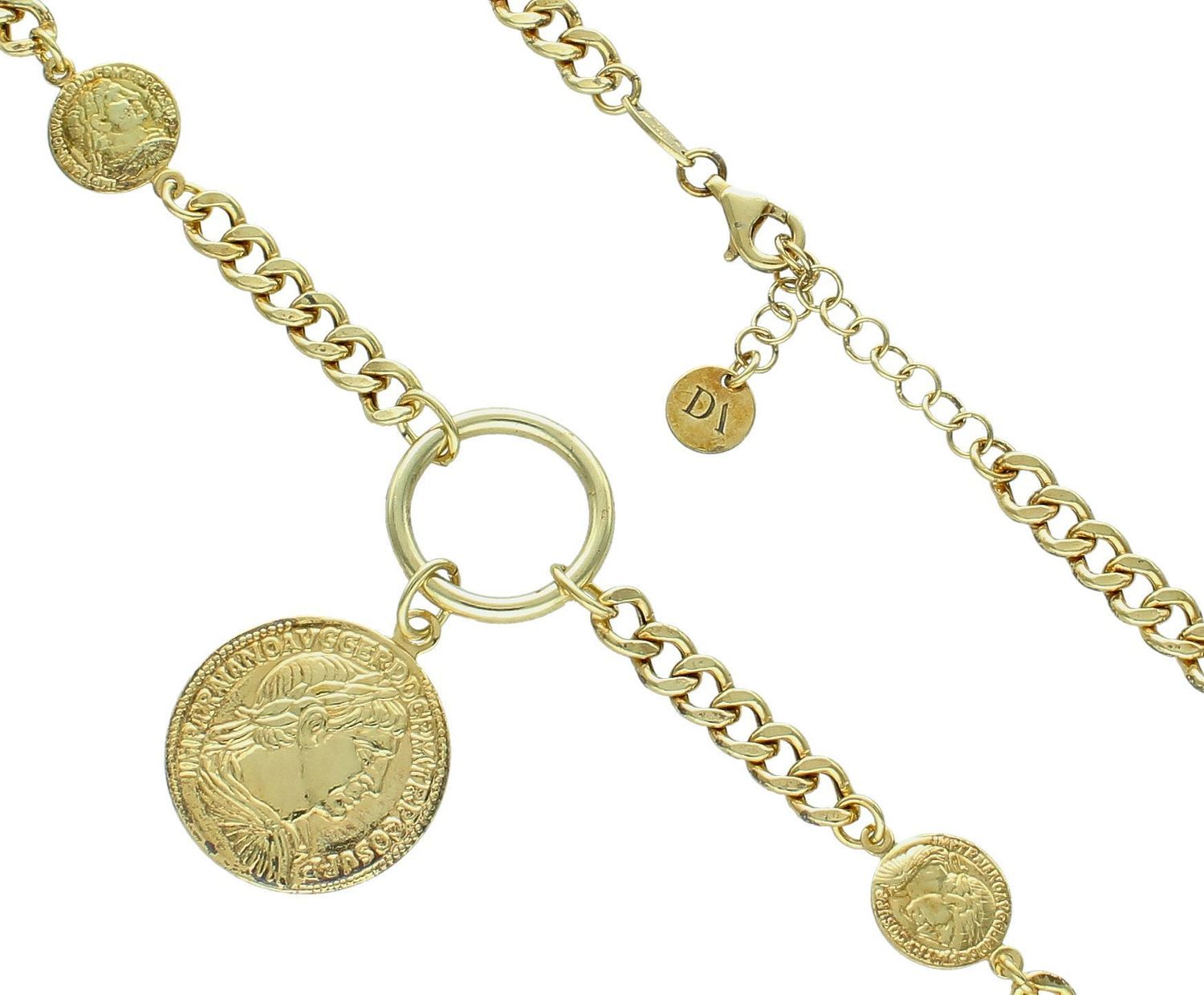 Naszyjnik damski pancerka z zawieszkami monety Dall'Acqua ze srebro 925 C RM 24971. Naszyjnik z motywem monet. Utrzymany w najnowszych trendach efektowny naszyjnik ładnie podkreśli linię szyi.1.jpg